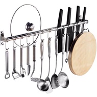 QM🌹304Stainless Steel Punch-Free Kitchen Hook Rack Row Hook Pot Cover Chopping Board Knife Holder Kitchenware Storage St