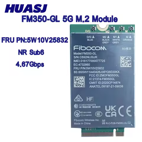 FM350-GL 5G NR M.2 Sub6 4*4 MIMO FRU 5W10V25832 For ThinkPad P1 Gen5 T14s Gen3 X13 Gen3 X1 Carbon 10