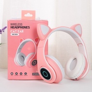 Headphone Bluetooth 5.0 Wireless Headset LED Cute Cat Ear ( HXZ - B39 )