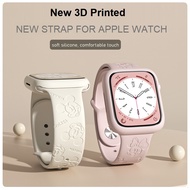 Free Case ！Silicone Strap For Watch Series10 9 8 Series 7 Series 6 Series 5 4 3 2 1,SE ,SE2, 3D Impr