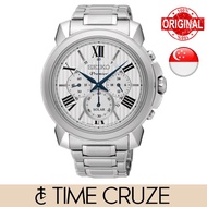 [Time Cruze] Seiko SSC595 Premier Solar Chronograph Stainless Steel White Dial Men Watch SSC595P1 SSC595P