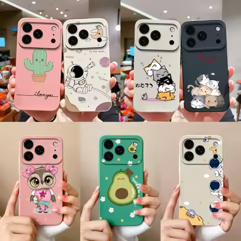 Case For iPhone 17 Air 17 Pro 17 Pro Max Moon Cat Astronaut Antifouling Phone Bumper For iPhone 17 A