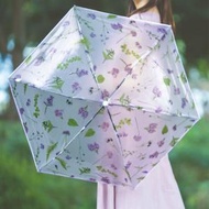 Wpc. - 【PLV001-027-002】紫色 - 花卉圖案半透明塑料摺雨傘/短遮/縮骨遮 (4537988006602)