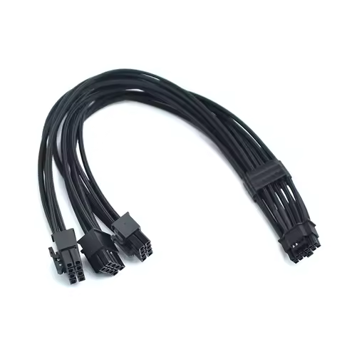 12VHPWR 16 Pin(12+4) to 3X 8 Pin PCIe GPU Sleeved Cable Compatible with GPU 3090Ti RTX 4080 4090 for