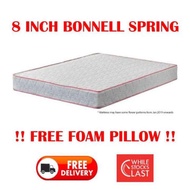 [Furniture Amart] Queen size 8.5 inch Bonnell Spring Mattress + FREE PILLOWS (Free delivery)