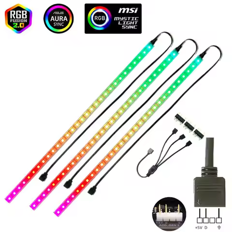 PC Case LED Light 5V 3PIN WS2812B Addressable Pixel LED Strip For ASUS AURA SYNC / MSI Mystic Light 