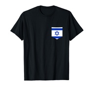 Israel Flag with Printed Israeli Flag Pocket T-Shirt