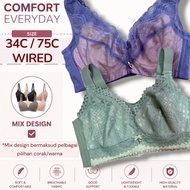 34C Besi Bra Span Lembut Wired Baju Dalam Wanita Dawai
