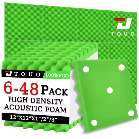 TOUO Recording Studio Wall Panels with Acoustic Foam Egg Crate 12"x12"x1/2/3" Sound Treatment
