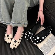 Women's flat-heeled shoes Round-toe shallow suede polka dot casual ballet flats 35-43Code