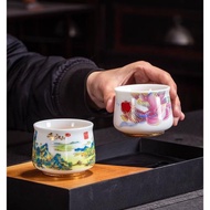 大號羊脂玉白瓷功夫茶杯錦鯉金魚泡茶杯馬到成功個人單杯專用茶杯