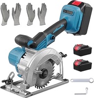 21V Mini Circular Saws, Cordless Circular Saw with Battery & Charger, 10000RPM, 0-45° bevel & 0-34mm