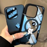 Black Think Cat Magnetic Strap Casing Samsung A07 A06 5G A56 5G S25 Ultra A17 5G A26 5G A36 5G A55 5