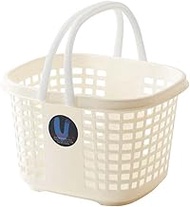 Fudogiken U U Basket Ivory with Handle, Storage for Small Items, Convenient for Laundry, Width 14.1 