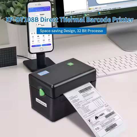 XP-DT108B Thermal Shipping Printer Barcode Shipping Label Waybill Printer USB/BT Black and White App