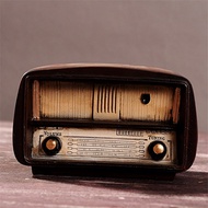 European Resin Radio Model Figurine Retro Imitation Radio Ornaments Vintage Office Table Craft Bar H