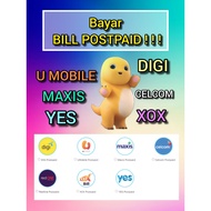 BAYAR POSTPAID BILL DIGI UMOBILE MAXIs CELCOM XOX YES AUTO