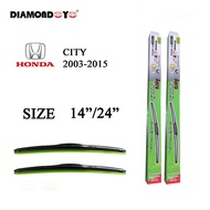 ที่ปัดน้ำฝน ก้านใบปัดน้ำฝน ตรงรุ่น Honda city ปี 2003-2015 ขนาด 14 นิ้ว / 24 นิ้ว Diamond eye เขียว 