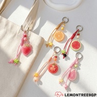 LEMONTREE9GP Fruit Themed Bag Charm, Slice Shape Braided Rope Fruit Slice Keychain, Unique Portable 