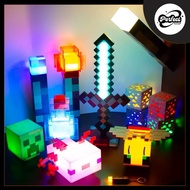 【Redy Stock🇲🇾】Minecraft Lamp Torch Color Changing Water Bottle Ore Block Axolotl Pig Head Bee Fox Cr