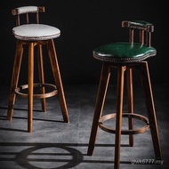 Bar Chair Chair Front Desk Stool High American Chair Creative Bar Rotating Feet Carbonized Solid Woo