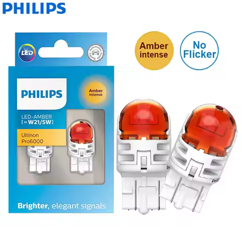 Philips Ultinon Pro6000 LED W21/5W 7443 T20 Two Contacts Amber Yellow Car Turn Signal Stop Lamps No 