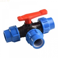 PE 3-Way Ball Valve Fitting for PE Pipe Joints DN15 DN20 DN25 DN32 DN40