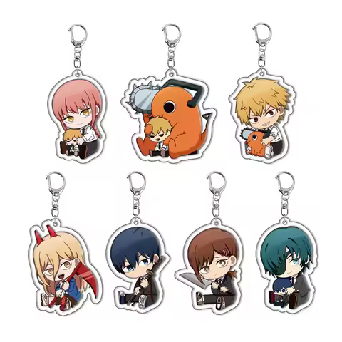 5.5CM Chainsaw Man Anime Peripherals Keychain Acrylic Pendant Denji Makima Power Aki Hayakawa Kobeni