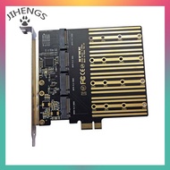 JIHENGS PCIe เป็น M2อะแดปเตอร์ PCI Express X1 3.0 4พอร์ต B คีย์ M.2อะแดปเตอร์ SSD NGFF SATA