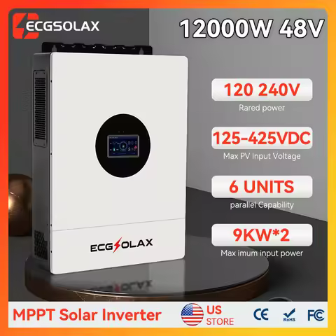 ECGSOLAX 12KW Hybrid Solar Inverter 48V 110V/240V Split Phase Hybrid Inverter With MPPT 200A Chargin