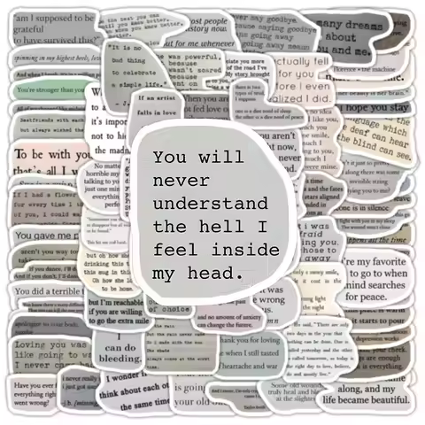 103PCS English Phrase Stickers - Waterproof for DIY Journal, Scrapbook & Daily Decor(Anime Worlds St