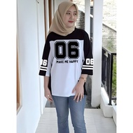 Women's Oversized Baseball Number 7/8 Sleeve Muslimah T-Shirt