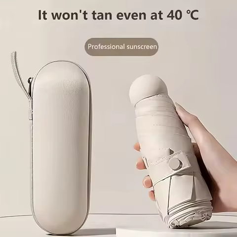 Ultralight And Compact Portable Capsule Umbrella UV Protection Umbrella Mini Five-fold Umbrella