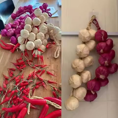 Simulation Artificial Foam Food Vegetable Garlic Onion Corn Fishes Hanging String Home Kitchen Party