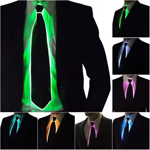 Men Glowing Tie EL Wire Neon LED Luminous Party Haloween Christmas Luminous Light Up Decoration DJ B