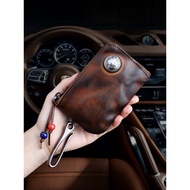 dompet perempuan kecil dompet perempuan Men Distressed Vintage Vegetable Tanned Cowhide Key Case