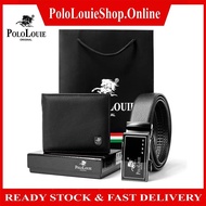Original Polo Louie Classy Bundle Gift Set For Him Genuine Leather Wallet Elegant Automatic Buckle Belt