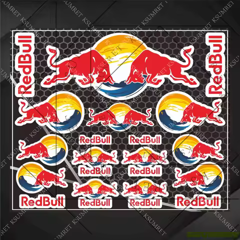 For Red Bull Motorcycle Sticker Helmet Logo Set