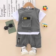 PROMO COD Setelan baju anak laki laki baju kaos anak dan celana pendek anak set baju rompi anak laki