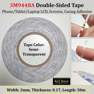 [3M 9448A] Semi-Transparent Double Sided Adhesive Tape Sticky for Mobile Phone LCD - 2mm, 50meters
