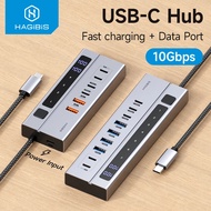 HAGIBIS 9 in 1 HUB TYPE C DOCKING STATION On Off SWITCH WITH LED DISPLAY 10Gbps USB C SPLITTER FOR M