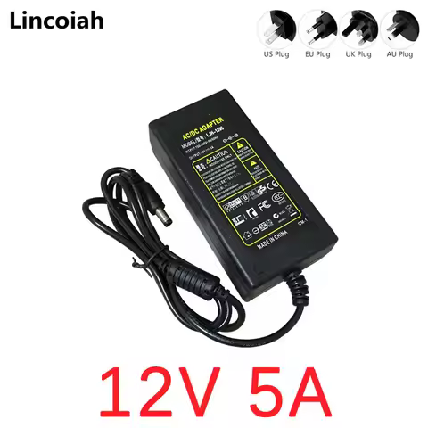 12V 5A Power Adapter Charger For Monit YONGNUO YN600L,YN300III,YN360,YN600RGB,YN300AIR,YN600AIR,YN-6