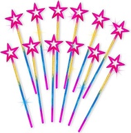 ArtCreativity Rainbow Princess Star Wands for Girls - Set of 12 - Beaded Wands for Kids with Rainbow