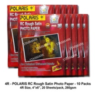 Polaris RC Rough Satin Photo Paper 4R Size, 4x6 inches, 20 Sheets / Pack, 260gsm - 10 Packs