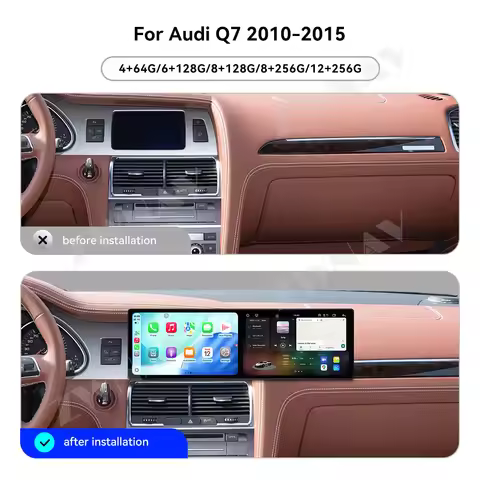 Car Accessories CarPlay QLED Car Radio Android 15 For Audi Q7 2010-2015 GPS Navigation Stereo Multim