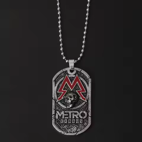 Metro Exodus Classic Spartan Rangers Dog Tag Necklace Skull Metal Pendant Game-Themed Accessory for 