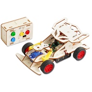 Mini Four-Wheel Drive Remote Control Car Kit DIY Wooden Racing Car Science Experiment Kit for Teen K