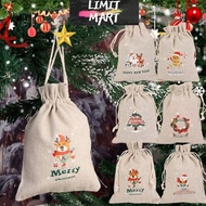 XZaddUseMix Christmas Drawstring Present Bag - Festival Party Supplies - Santa Claus Snowflake Elk S