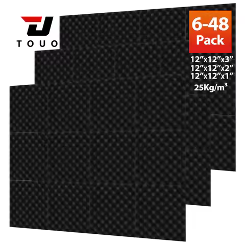 TOUO Egg Crate Acoustic Foam Panels for Home Theater Studio 12"x12"x1/2/3" Sound Absorbing Wall Trea