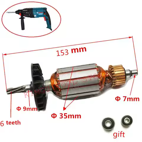 220-240V 6 Teeth Anchor Armature Rotor Replace for Bosch 24 Bosch GBH2-24DSR GBH2-24DFR GBH2SR GBH2-